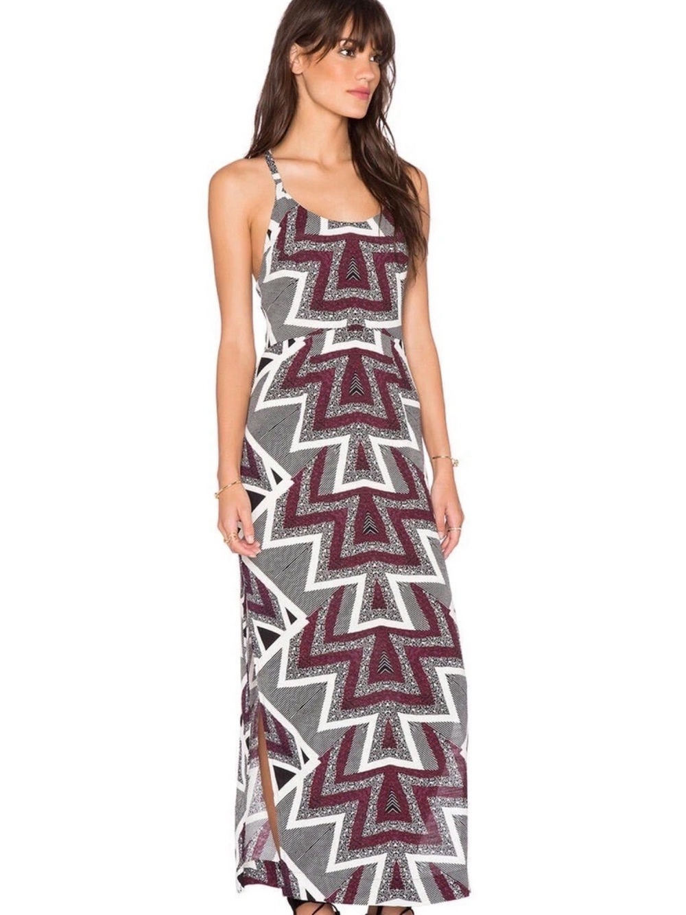 Free People Serve You Right Geometric Print Maxi Dress Sz. 0